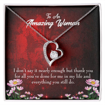 To Mom Thank You Forever Necklace w Message Card-Express Your Love Gifts