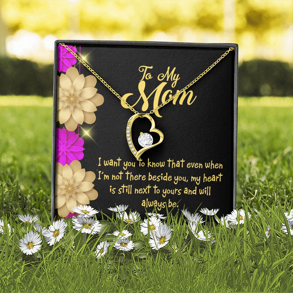 To Mom There Beside You Forever Necklace w Message Card-Express Your Love Gifts