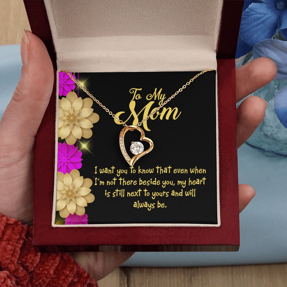 To Mom There Beside You Forever Necklace w Message Card-Express Your Love Gifts