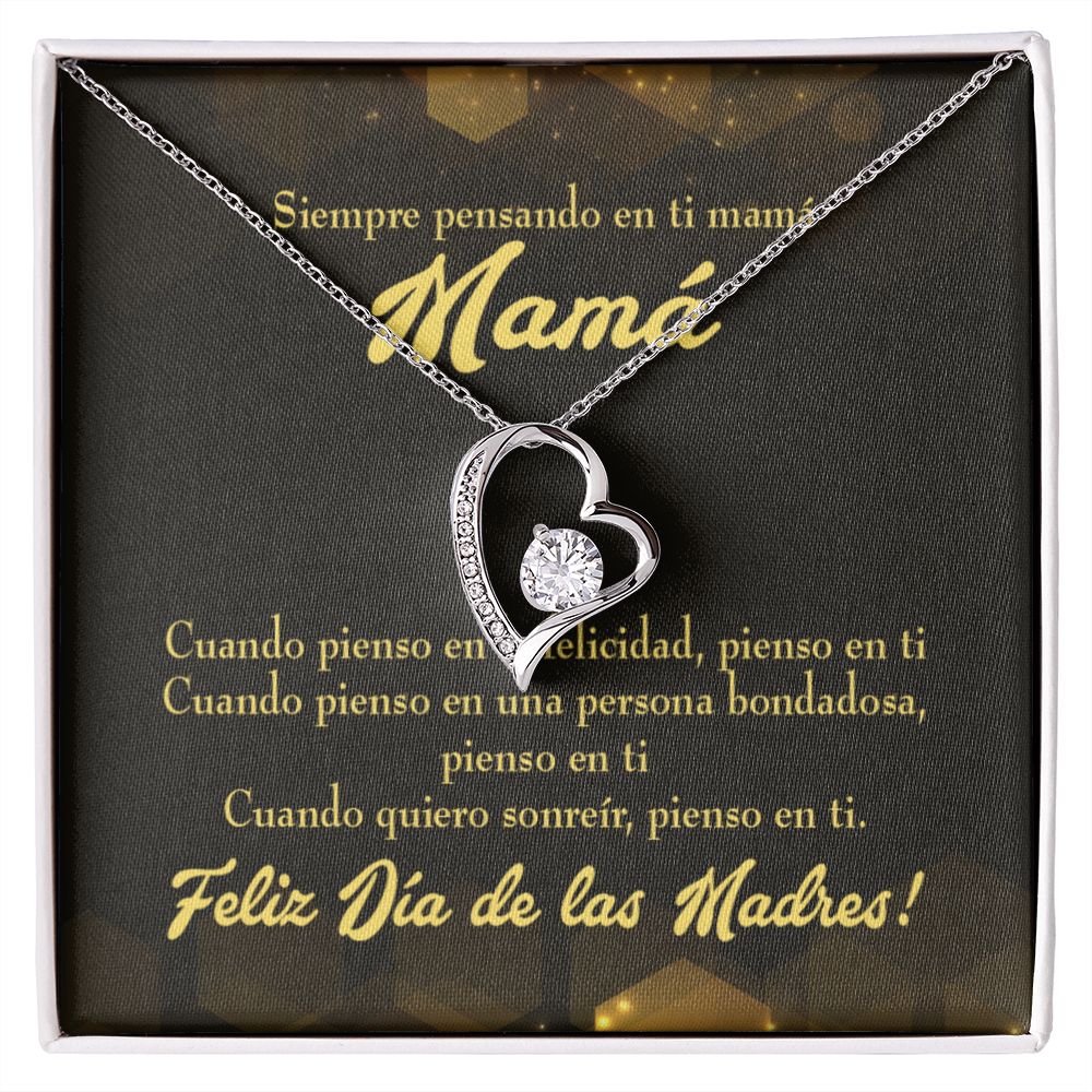 To Mom Thinking of You Spanish Forever Necklace w Message Card-Express Your Love Gifts