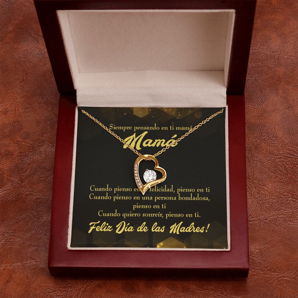 To Mom Thinking of You Spanish Forever Necklace w Message Card-Express Your Love Gifts