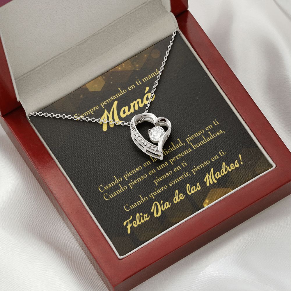 To Mom Thinking of You Spanish Forever Necklace w Message Card-Express Your Love Gifts