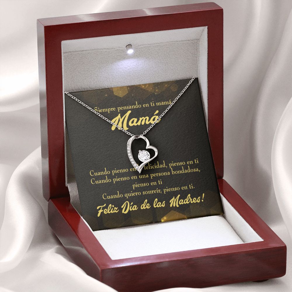 To Mom Thinking of You Spanish Forever Necklace w Message Card-Express Your Love Gifts