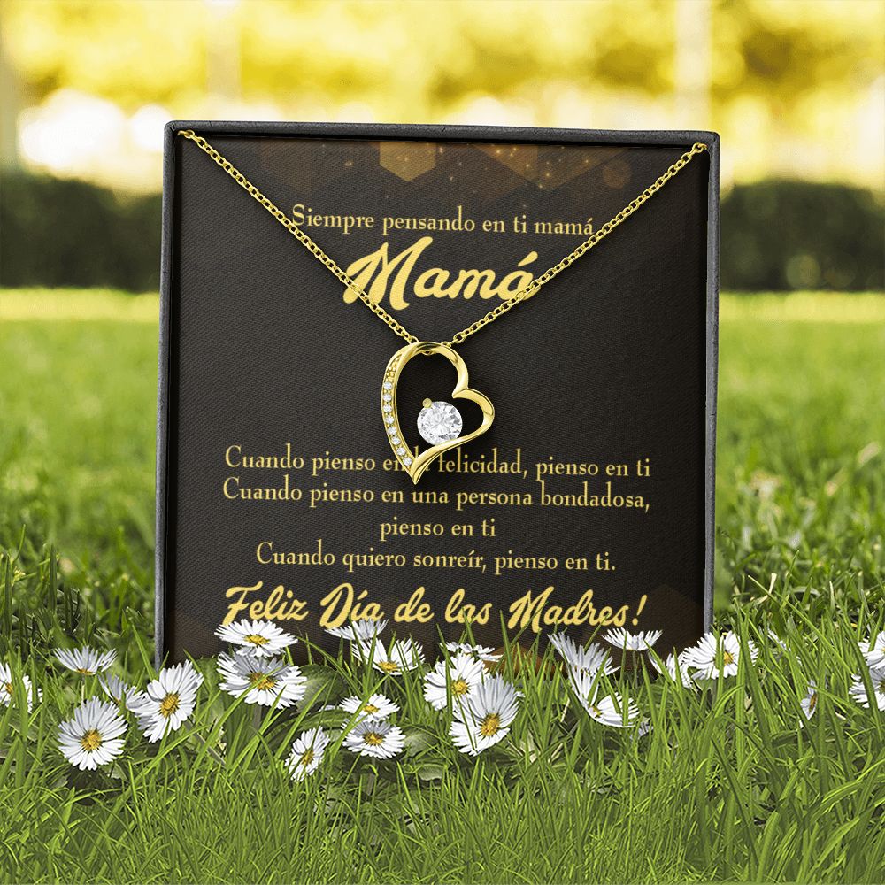 To Mom Thinking of You Spanish Forever Necklace w Message Card-Express Your Love Gifts