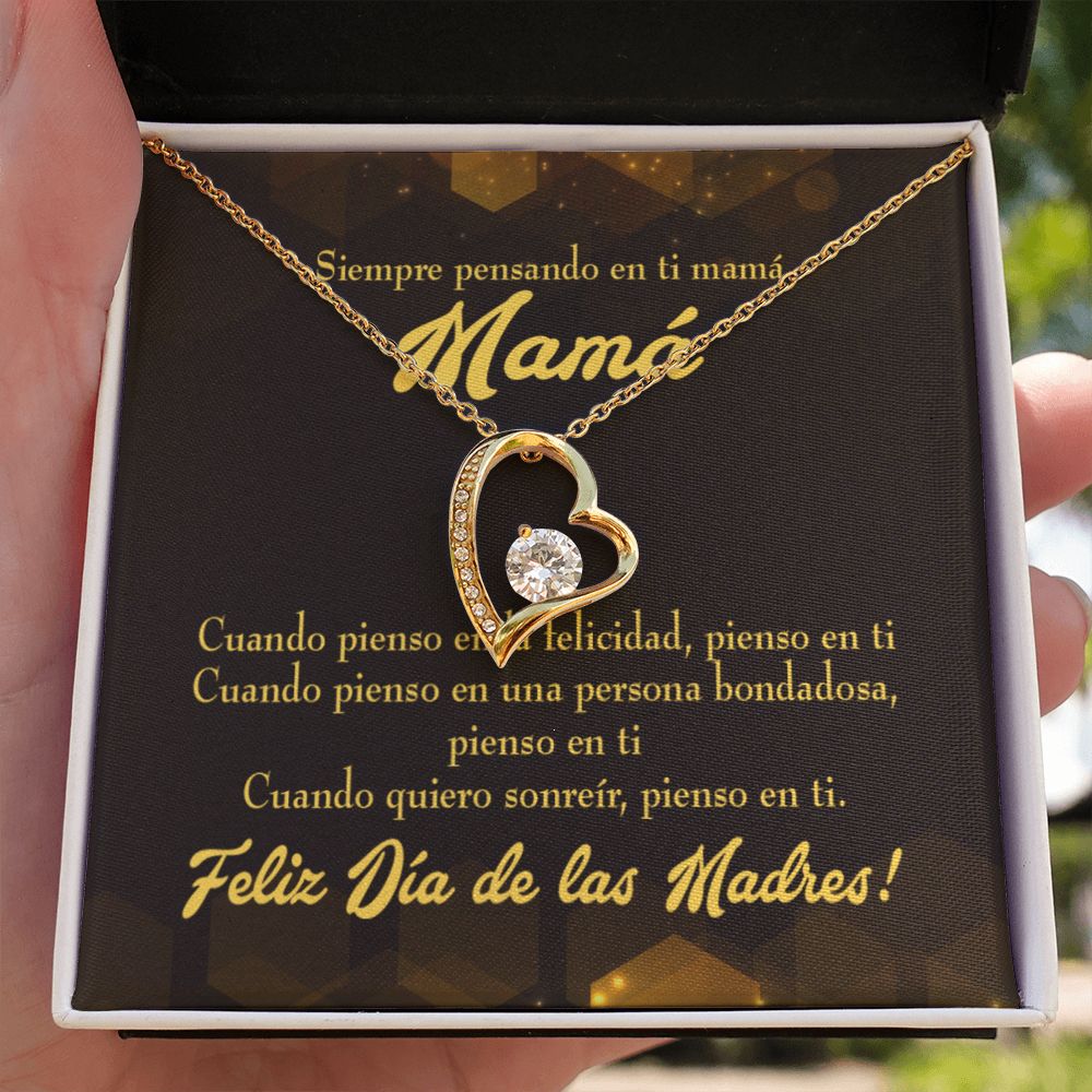 To Mom Thinking of You Spanish Forever Necklace w Message Card-Express Your Love Gifts