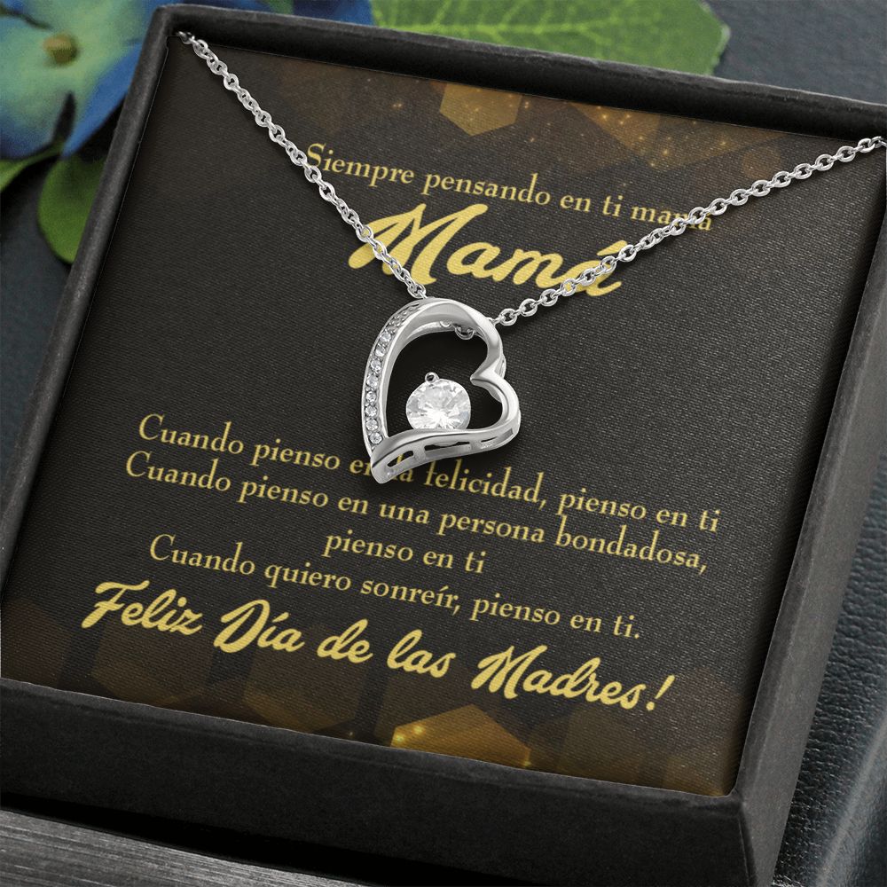 To Mom Thinking of You Spanish Forever Necklace w Message Card-Express Your Love Gifts