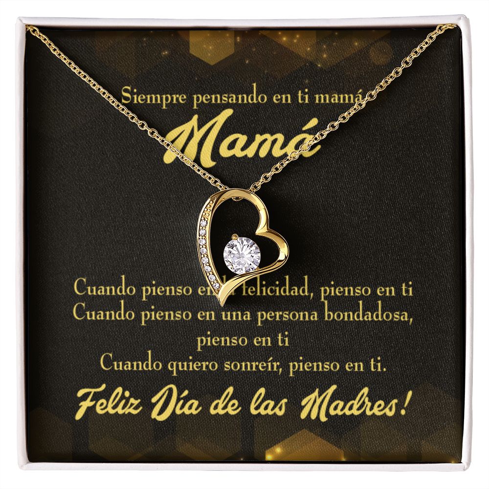 To Mom Thinking of You Spanish Forever Necklace w Message Card-Express Your Love Gifts