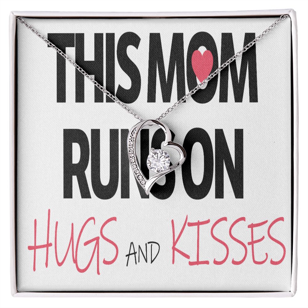 To Mom This Mom Runs on Hugs and Kisses Forever Necklace w Message Card-Express Your Love Gifts