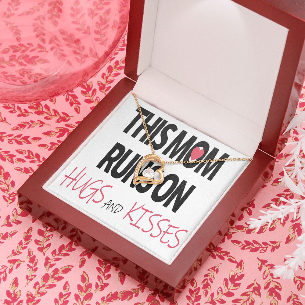 To Mom This Mom Runs on Hugs and Kisses Forever Necklace w Message Card-Express Your Love Gifts