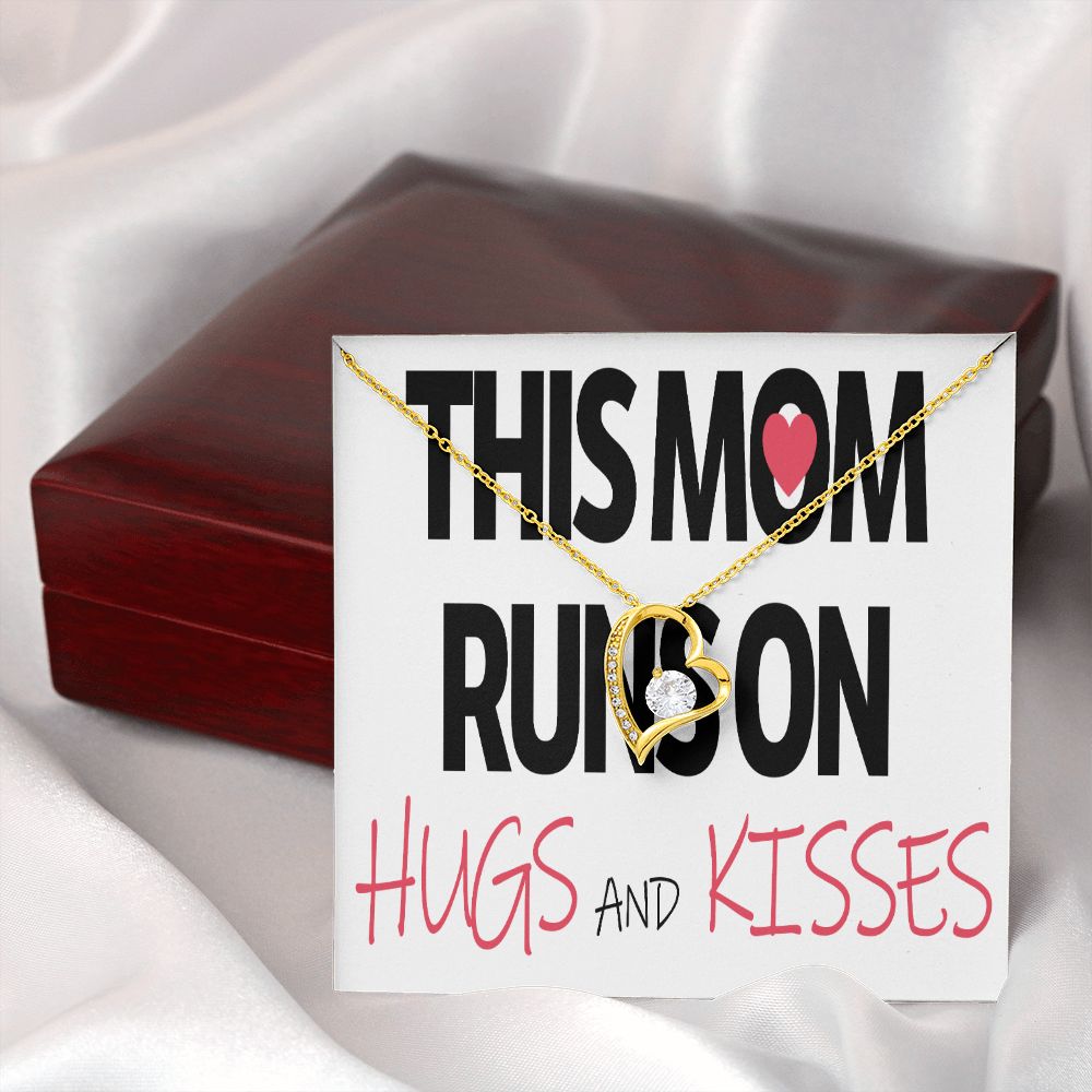 To Mom This Mom Runs on Hugs and Kisses Forever Necklace w Message Card-Express Your Love Gifts