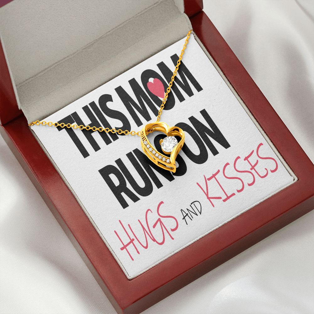 To Mom This Mom Runs on Hugs and Kisses Forever Necklace w Message Card-Express Your Love Gifts