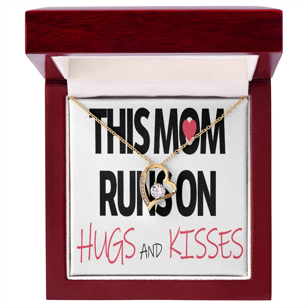 To Mom This Mom Runs on Hugs and Kisses Forever Necklace w Message Card-Express Your Love Gifts