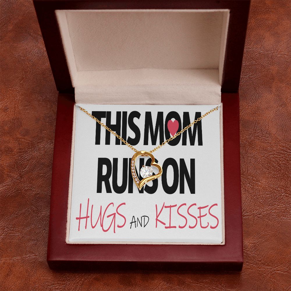 To Mom This Mom Runs on Hugs and Kisses Forever Necklace w Message Card-Express Your Love Gifts