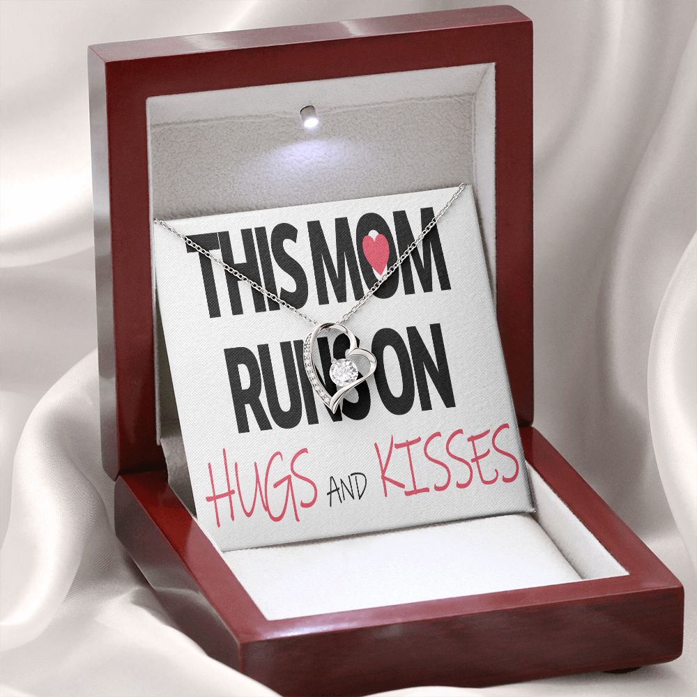 To Mom This Mom Runs on Hugs and Kisses Forever Necklace w Message Card-Express Your Love Gifts