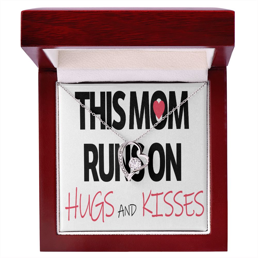 To Mom This Mom Runs on Hugs and Kisses Forever Necklace w Message Card-Express Your Love Gifts