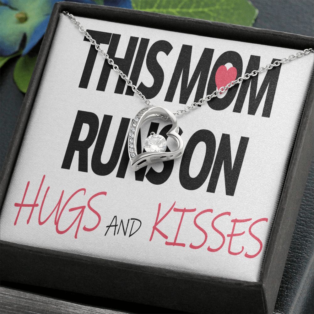 To Mom This Mom Runs on Hugs and Kisses Forever Necklace w Message Card-Express Your Love Gifts