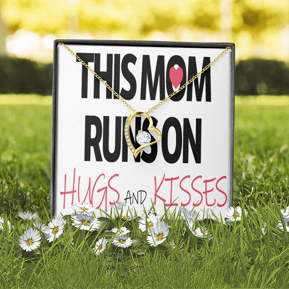 To Mom This Mom Runs on Hugs and Kisses Forever Necklace w Message Card-Express Your Love Gifts