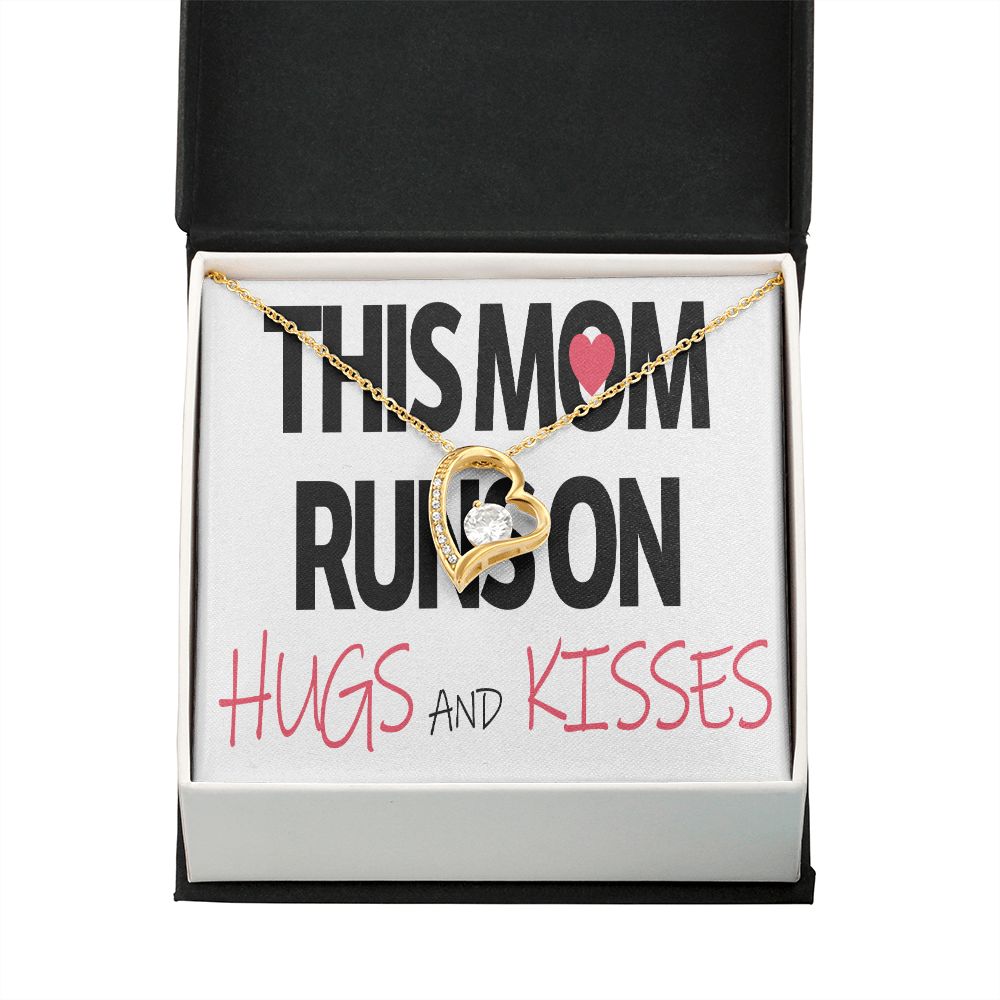 To Mom This Mom Runs on Hugs and Kisses Forever Necklace w Message Card-Express Your Love Gifts