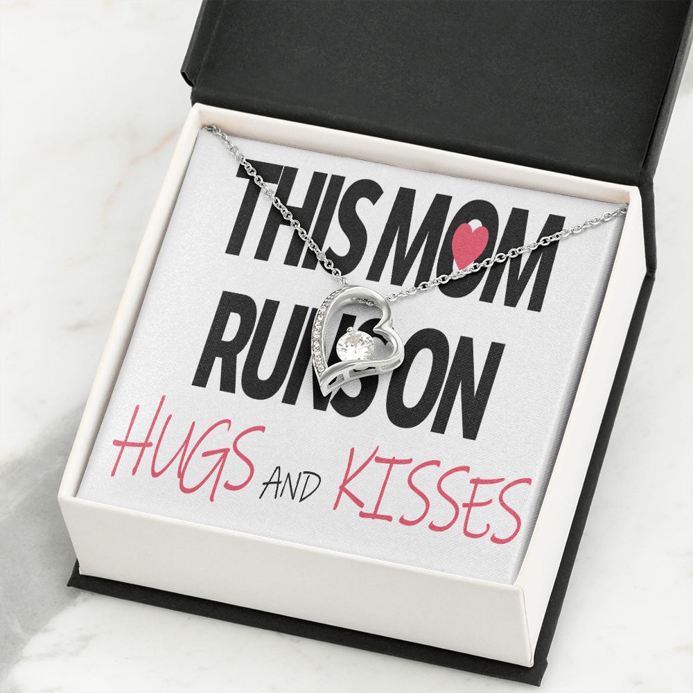 To Mom This Mom Runs on Hugs and Kisses Forever Necklace w Message Card-Express Your Love Gifts