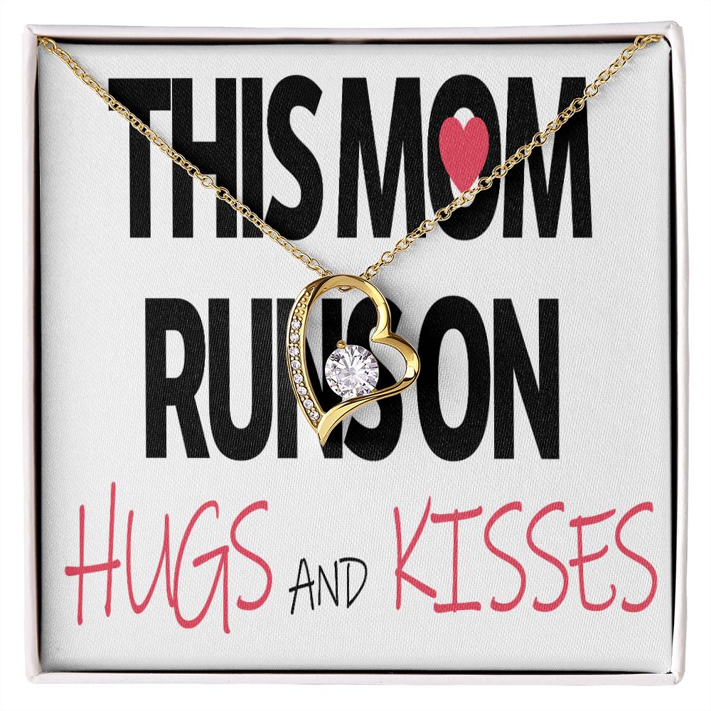 To Mom This Mom Runs on Hugs and Kisses Forever Necklace w Message Card-Express Your Love Gifts