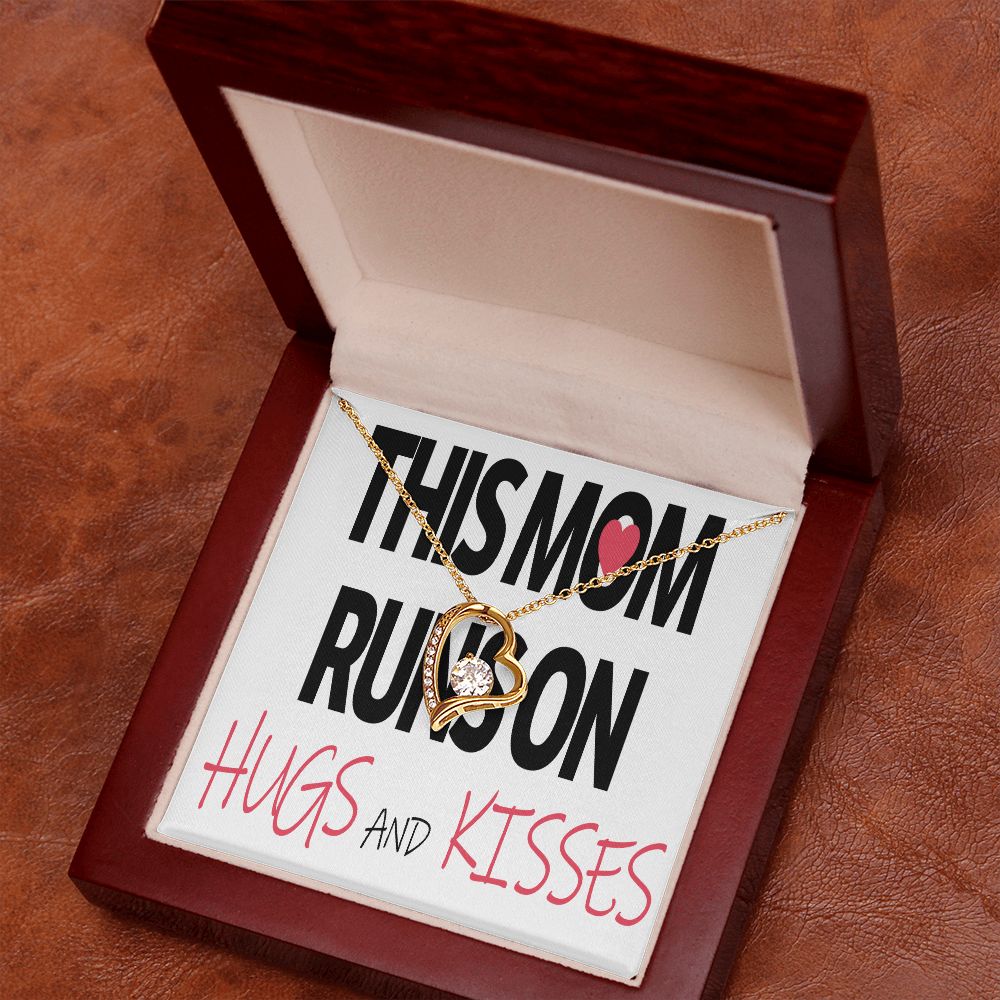 To Mom This Mom Runs on Hugs and Kisses Forever Necklace w Message Card-Express Your Love Gifts