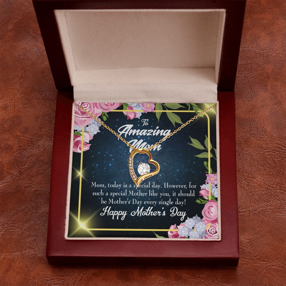 To Mom Today Special Day Forever Necklace w Message Card-Express Your Love Gifts
