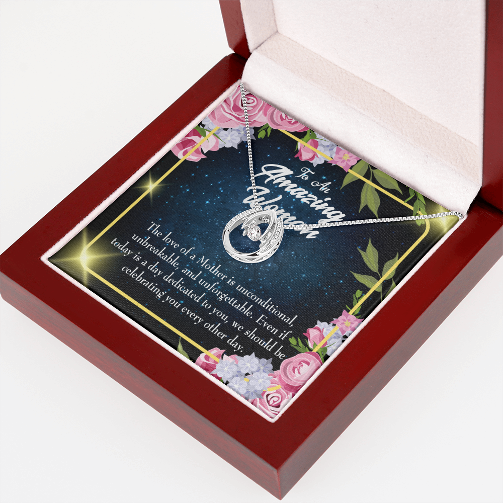 To Mom Unconditional Love Lucky Horseshoe Necklace Message Card 14k w CZ Crystals-Express Your Love Gifts