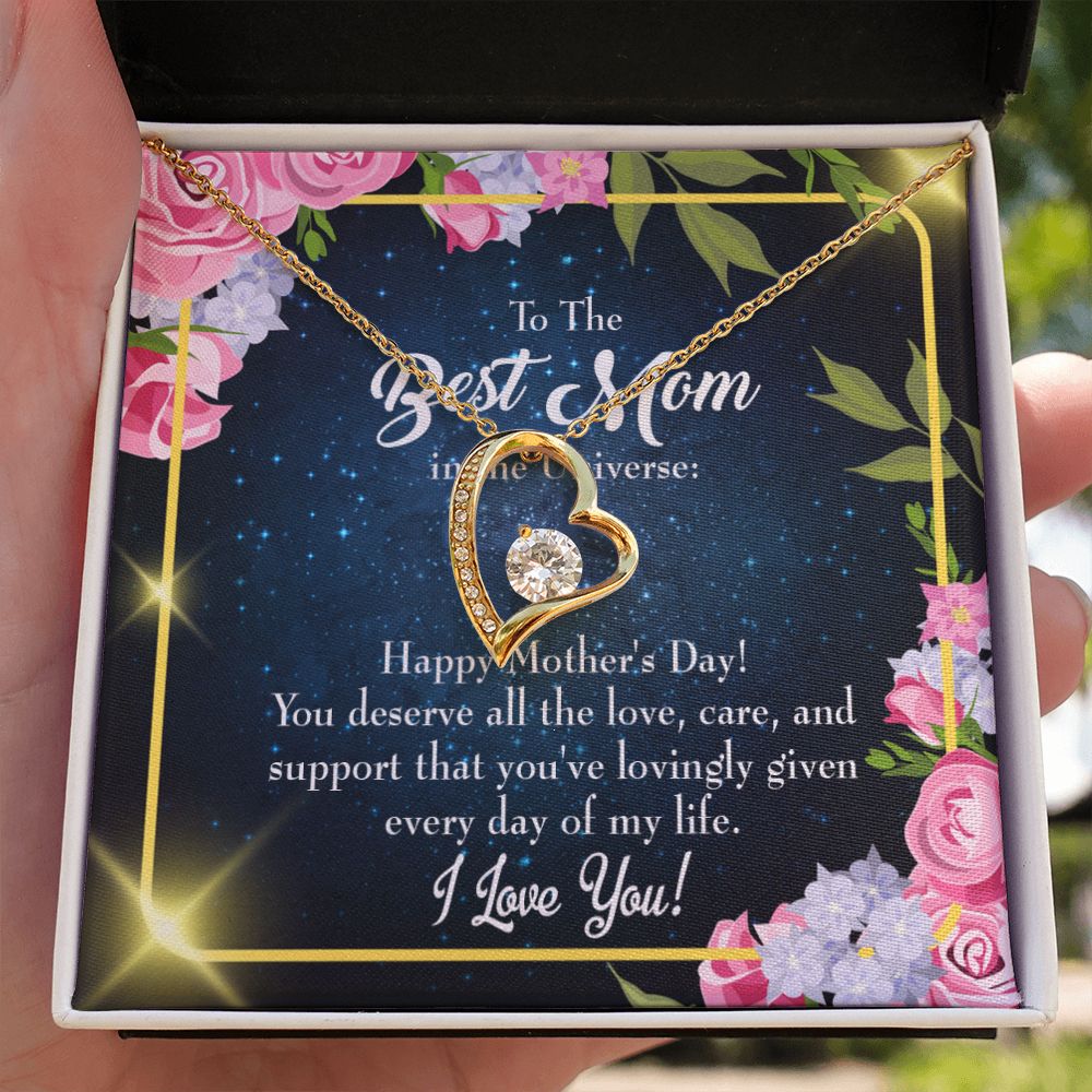 To Mom Universe Mom Forever Necklace w Message Card-Express Your Love Gifts