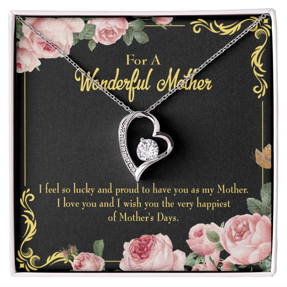 To Mom Very Happiest Forever Necklace w Message Card-Express Your Love Gifts