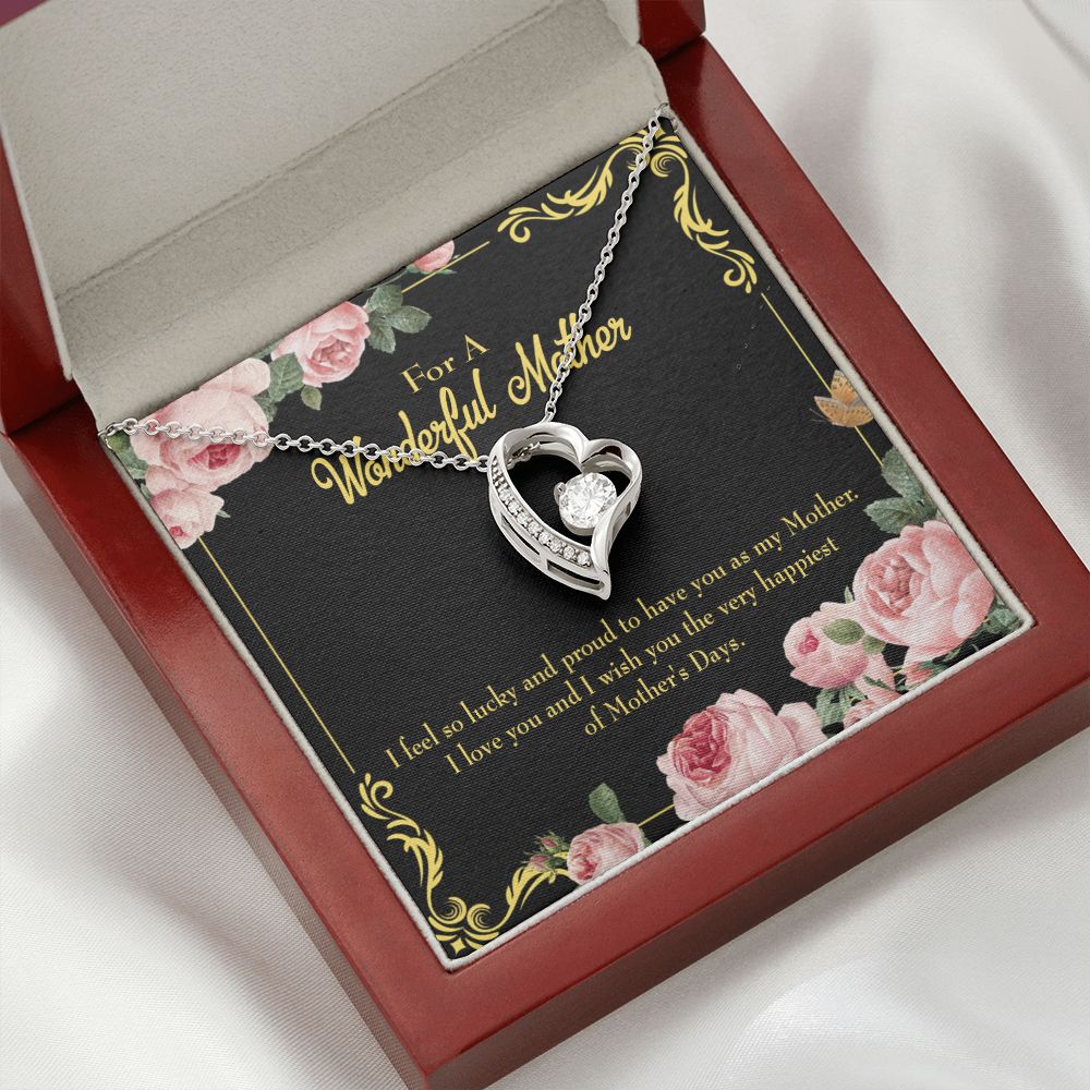 To Mom Very Happiest Forever Necklace w Message Card-Express Your Love Gifts