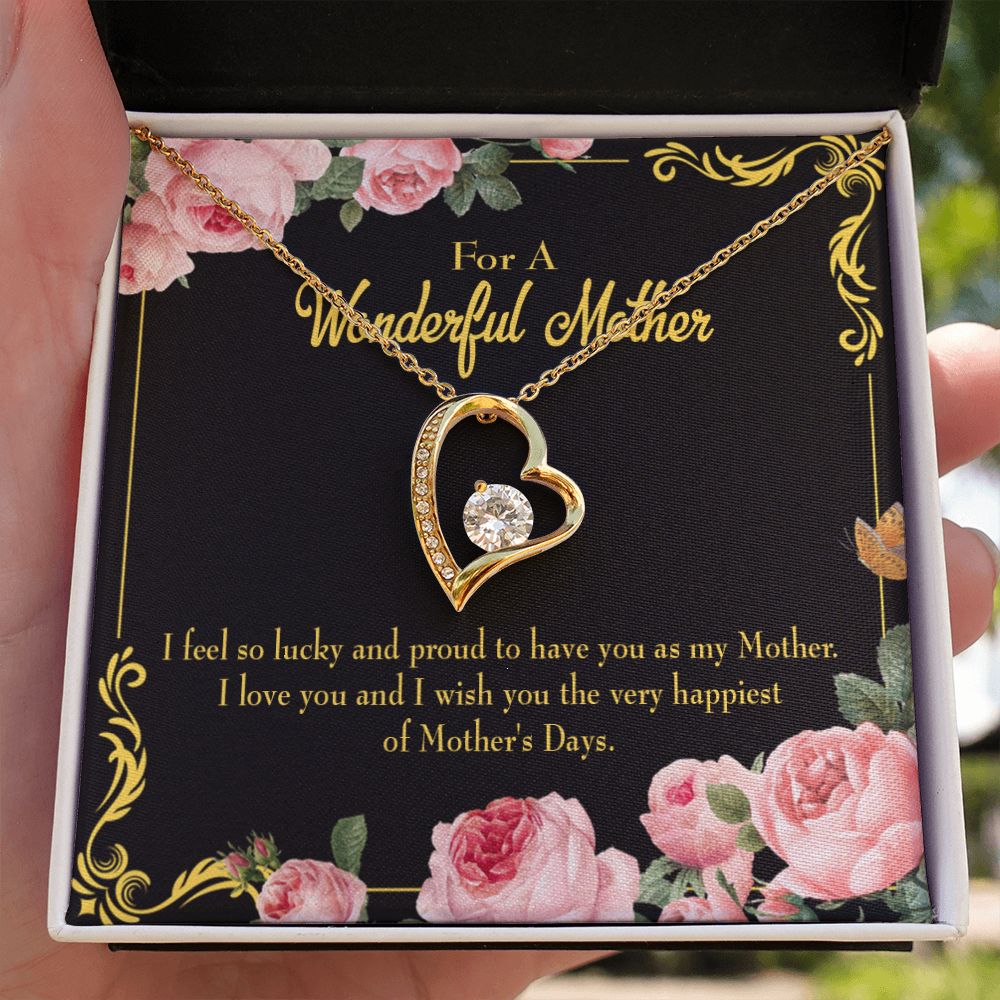 To Mom Very Happiest Forever Necklace w Message Card-Express Your Love Gifts