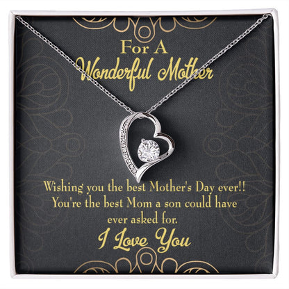 To Mom Wishing You Forever Necklace w Message Card-Express Your Love Gifts