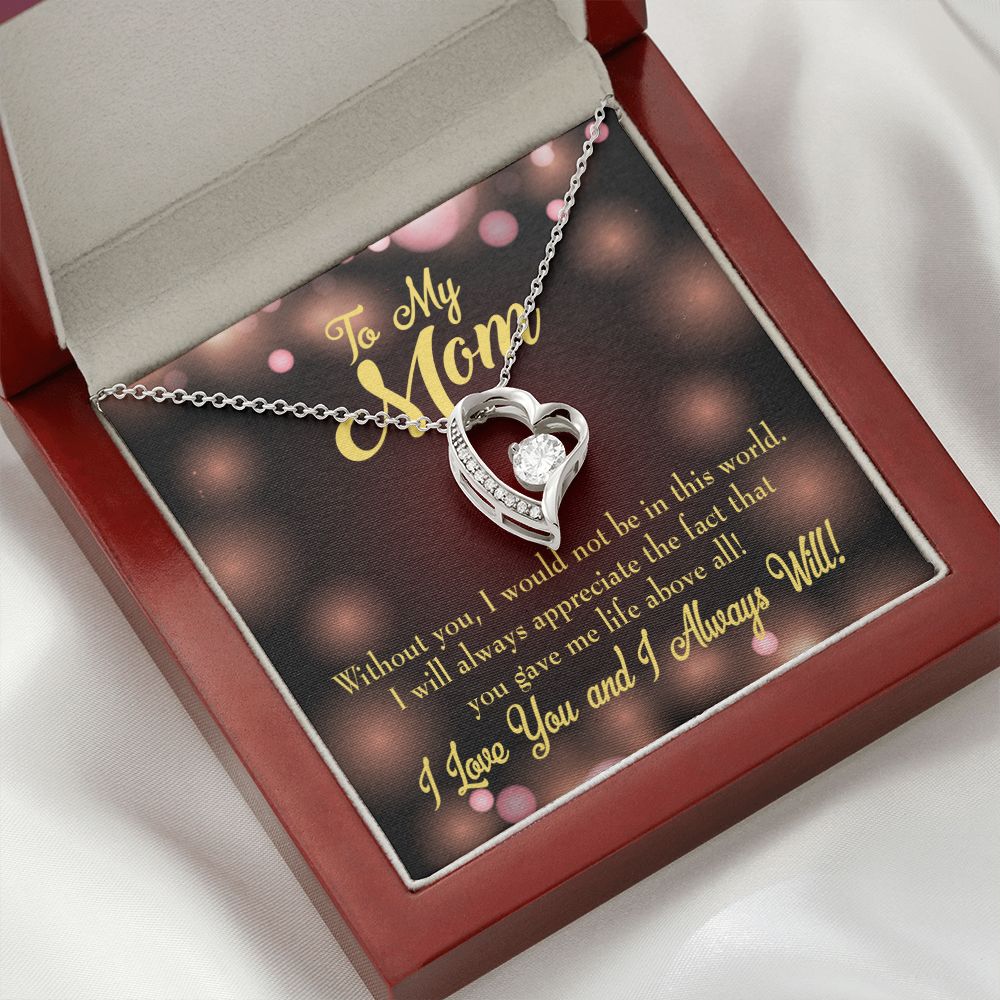 To Mom Without You Forever Necklace w Message Card-Express Your Love Gifts