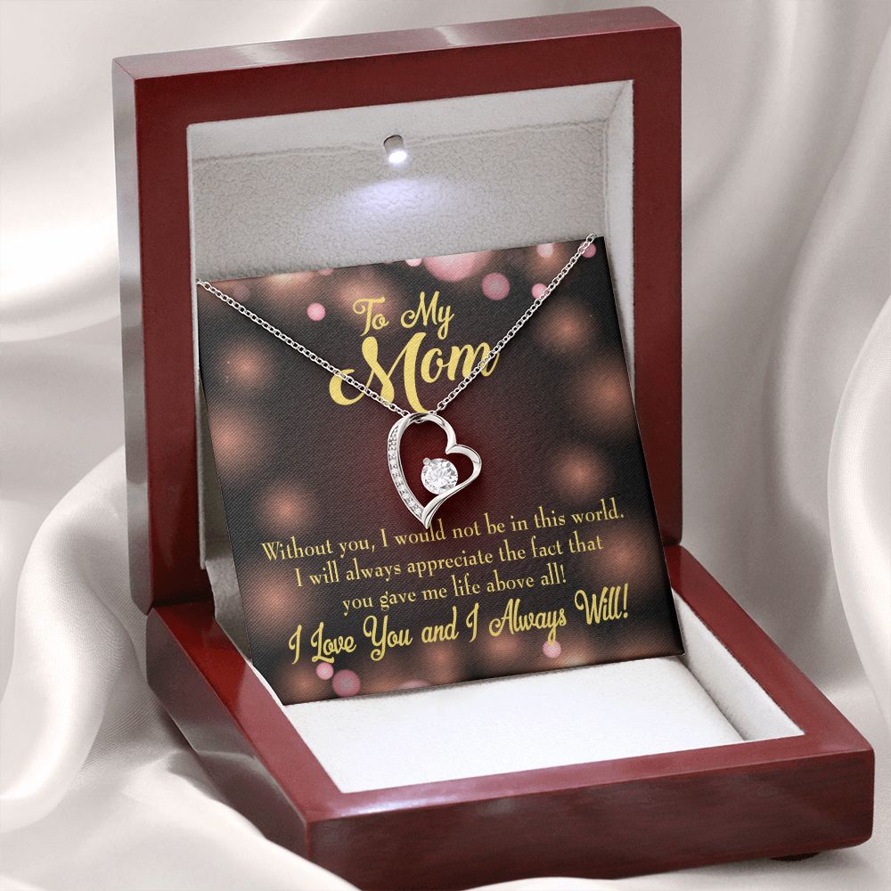 To Mom Without You Forever Necklace w Message Card-Express Your Love Gifts