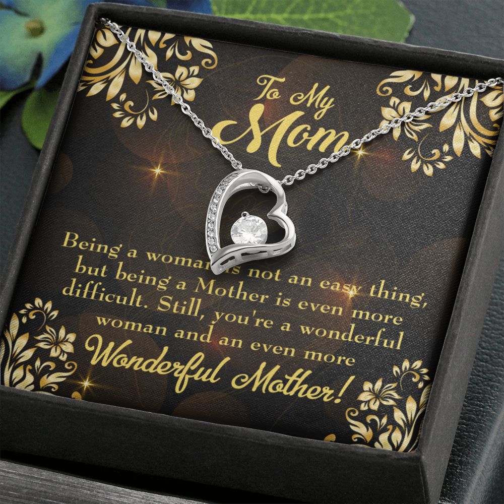 To Mom Wonderful Woman Mother Forever Necklace w Message Card-Express Your Love Gifts