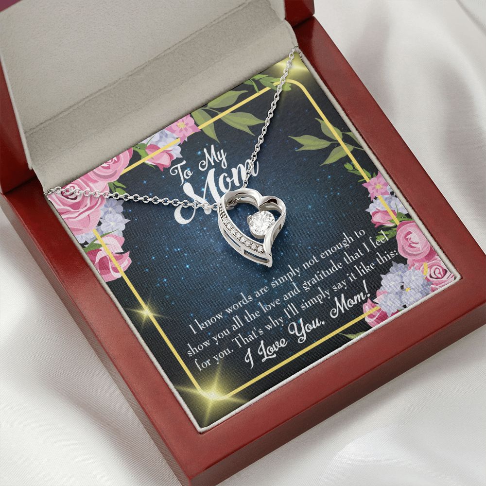 To Mom Words Not Enough Forever Necklace w Message Card-Express Your Love Gifts