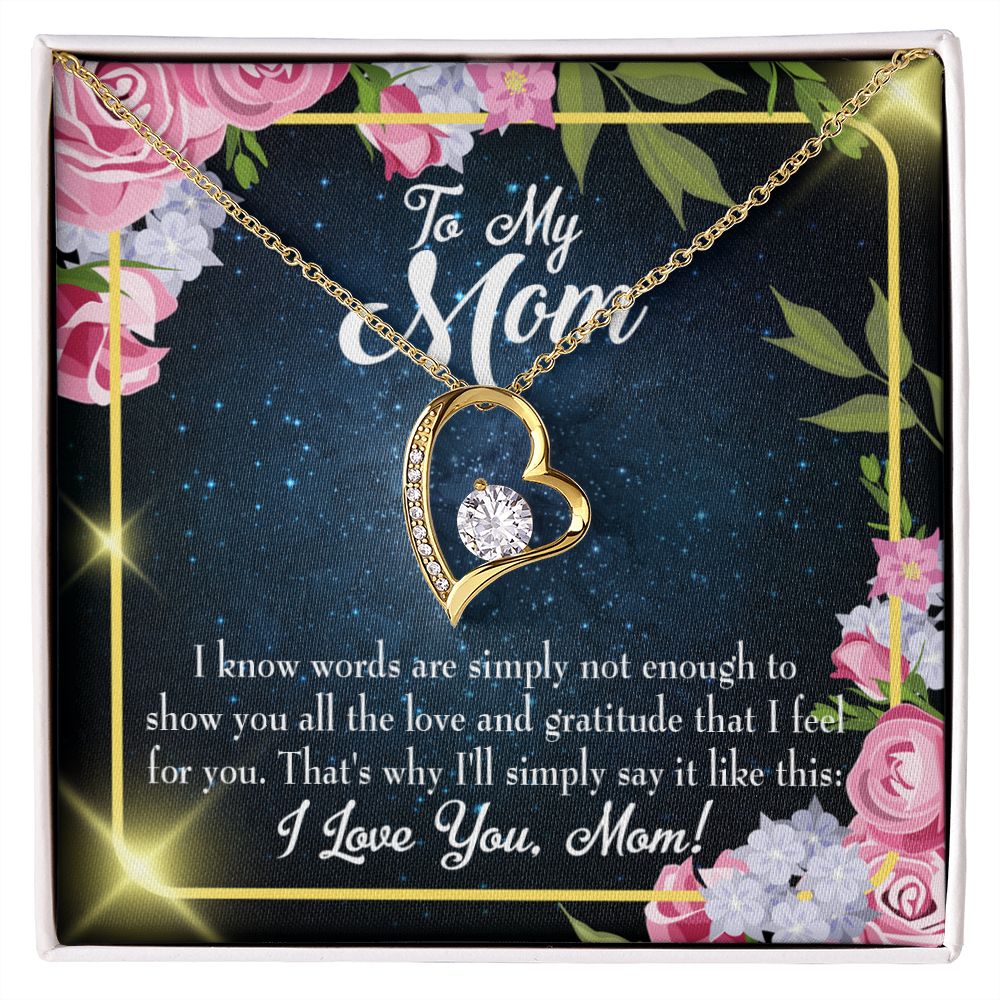 To Mom Words Not Enough Forever Necklace w Message Card-Express Your Love Gifts