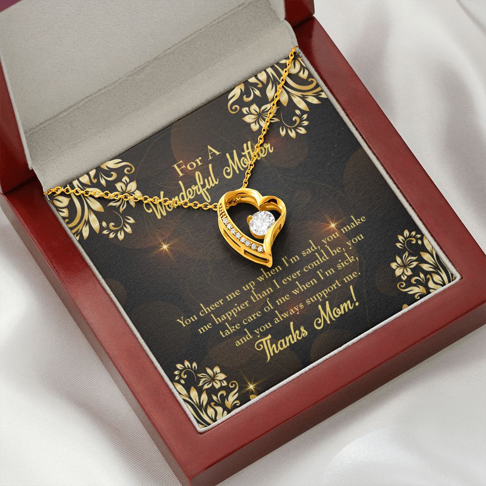 To Mom You Cheer Me Forever Necklace w Message Card-Express Your Love Gifts
