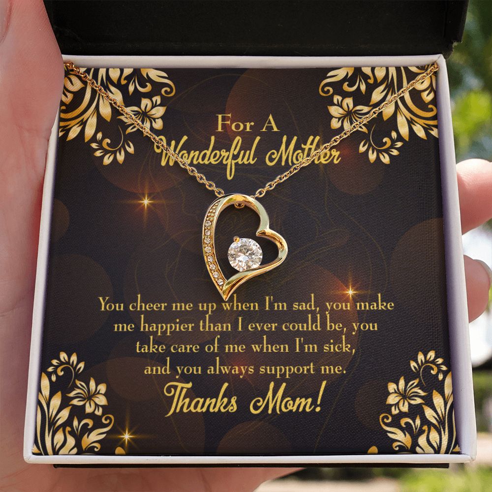 To Mom You Cheer Me Forever Necklace w Message Card-Express Your Love Gifts