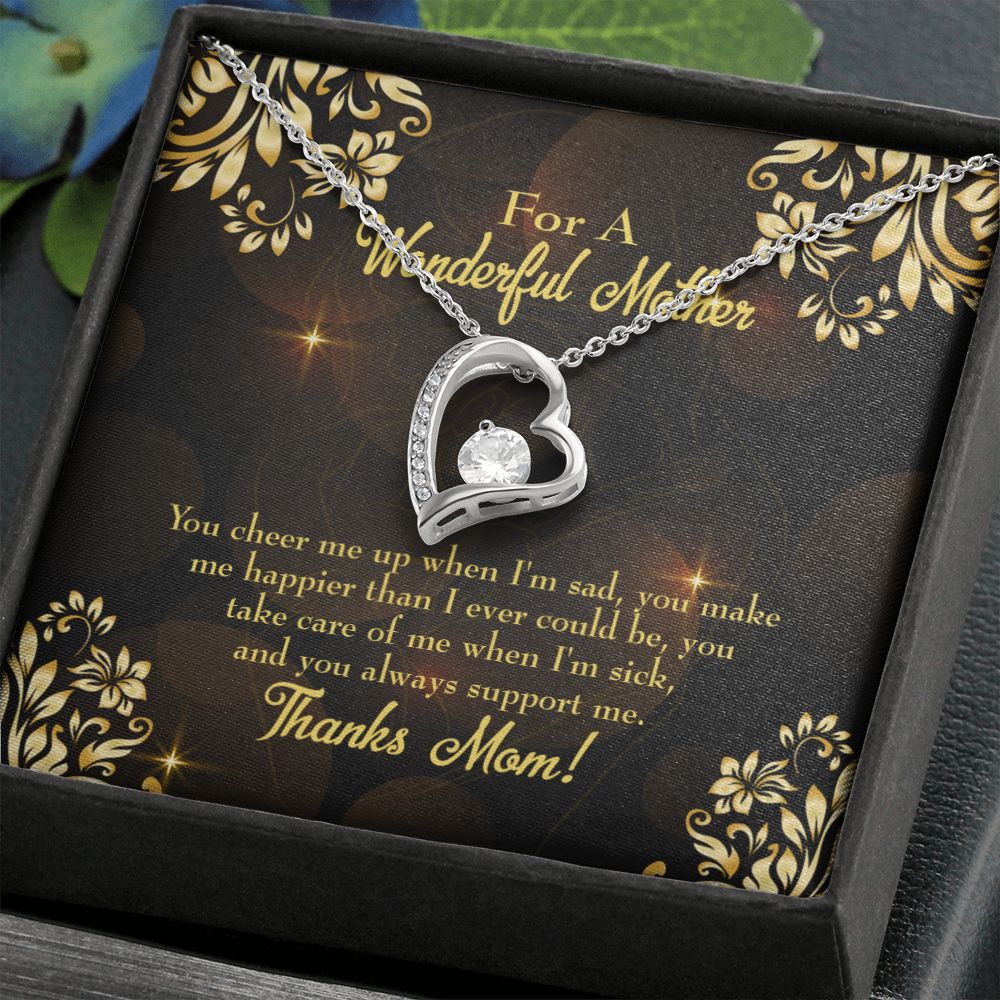 To Mom You Cheer Me Forever Necklace w Message Card-Express Your Love Gifts