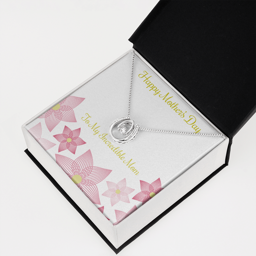 To Mom You Incredible Lucky Horseshoe Necklace Message Card 14k w CZ Crystals-Express Your Love Gifts