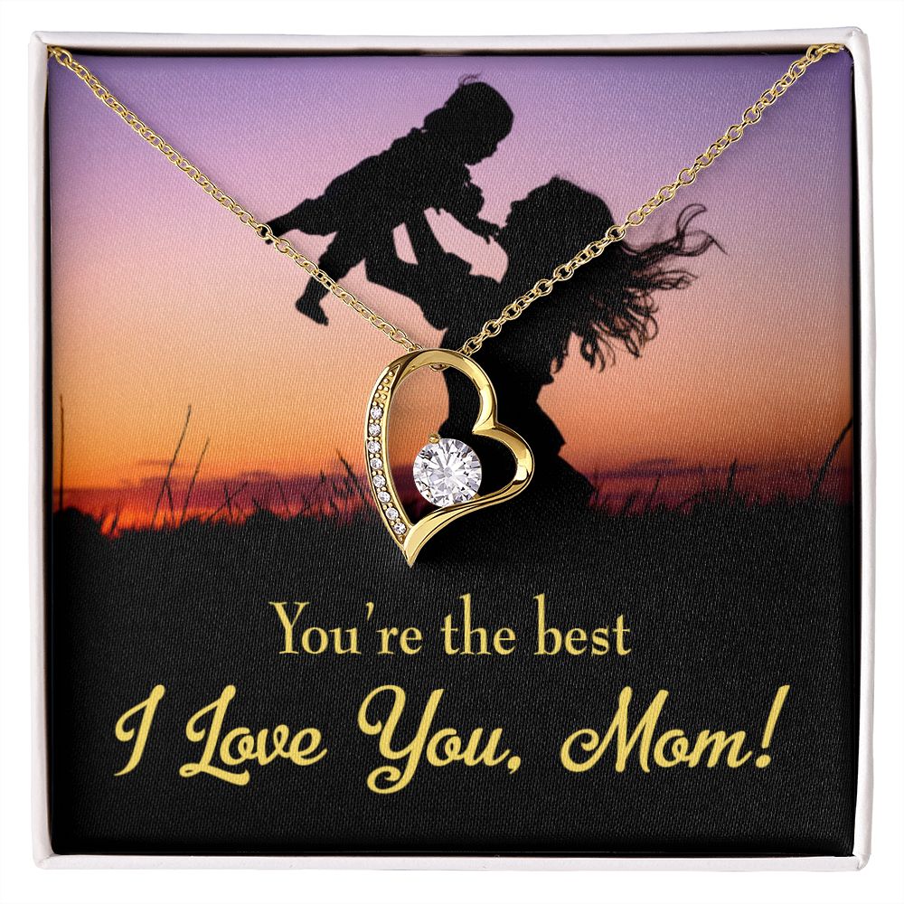 To Mom You're the Best Forever Necklace w Message Card-Express Your Love Gifts
