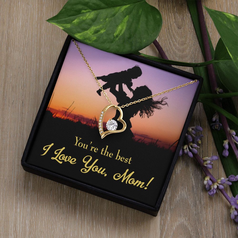 To Mom You're the Best Forever Necklace w Message Card-Express Your Love Gifts