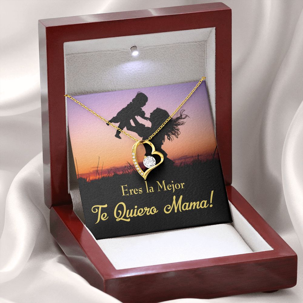 To Mom You're the Best Spanish Forever Necklace w Message Card-Express Your Love Gifts