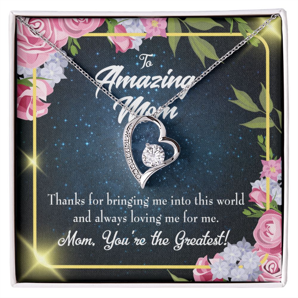 To Mom You're the Greatest Forever Necklace w Message Card-Express Your Love Gifts