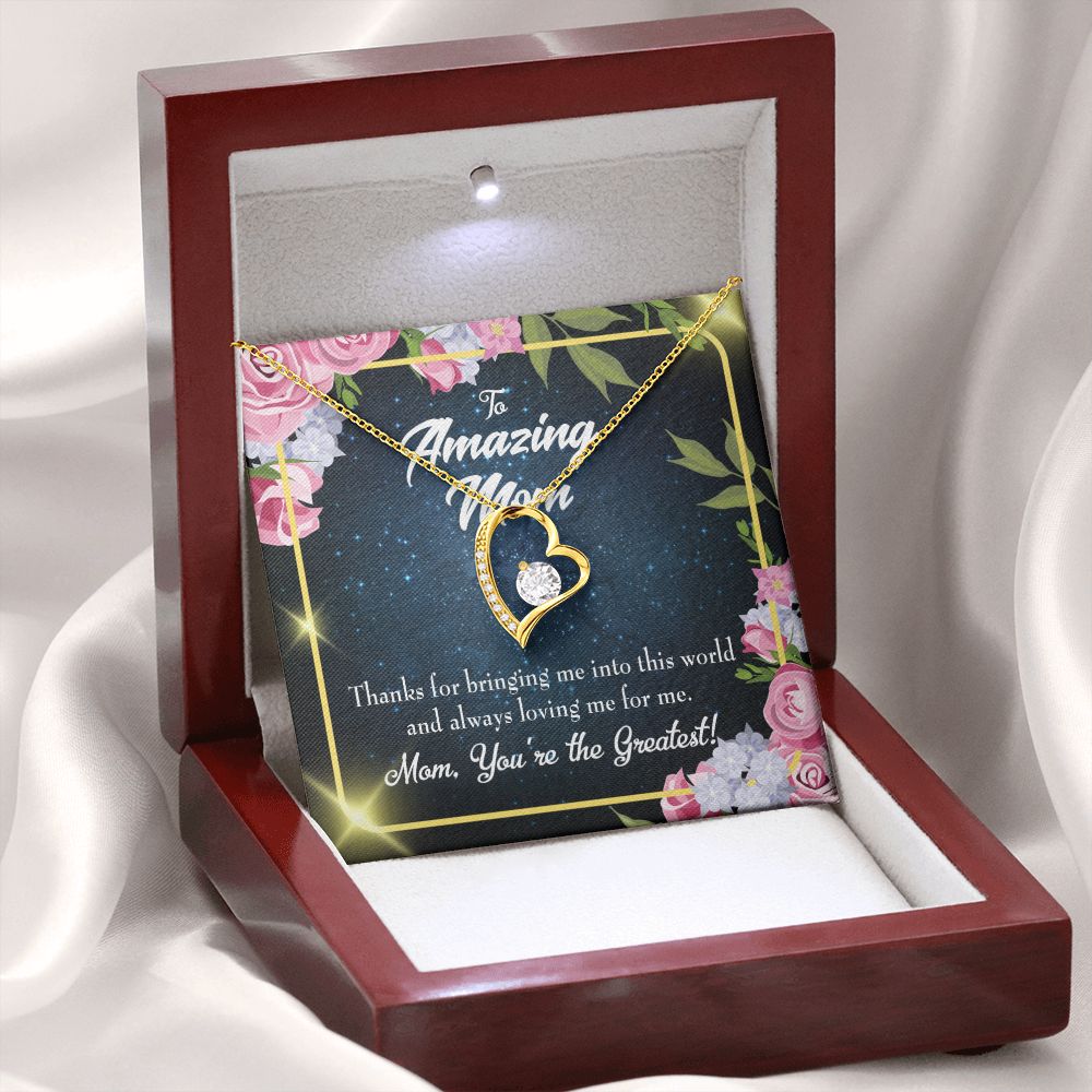 To Mom You're the Greatest Forever Necklace w Message Card-Express Your Love Gifts