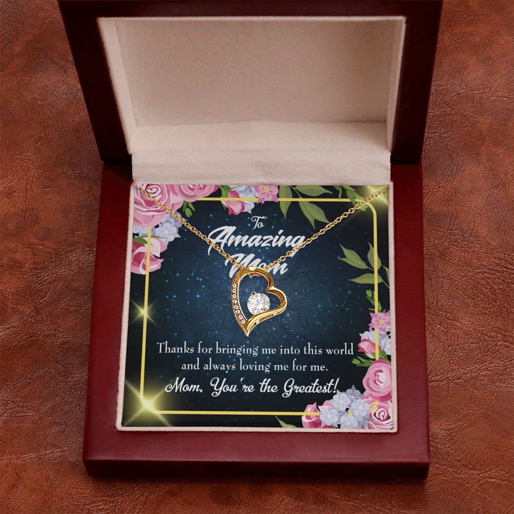 To Mom You're the Greatest Forever Necklace w Message Card-Express Your Love Gifts