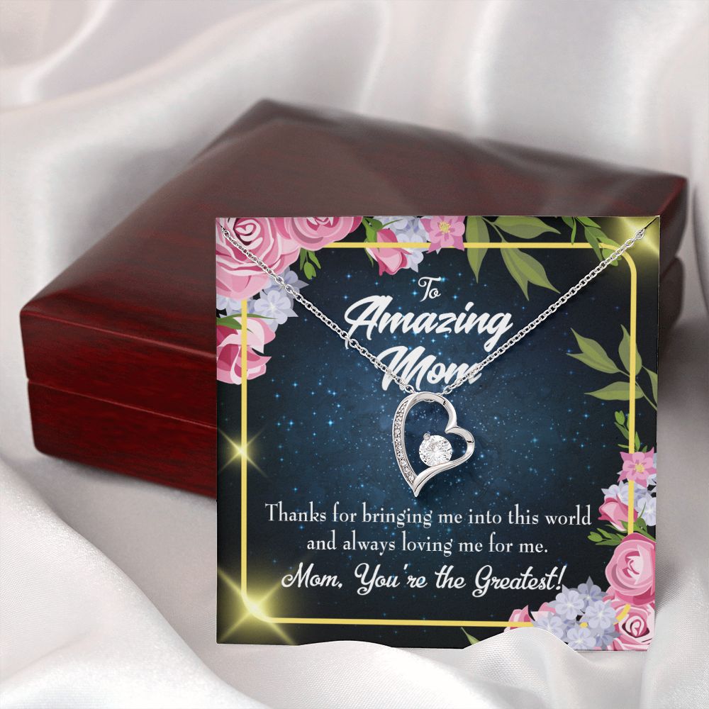 To Mom You're the Greatest Forever Necklace w Message Card-Express Your Love Gifts