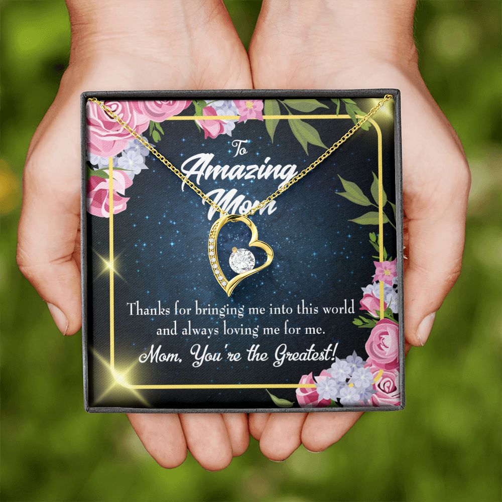 To Mom You're the Greatest Forever Necklace w Message Card-Express Your Love Gifts