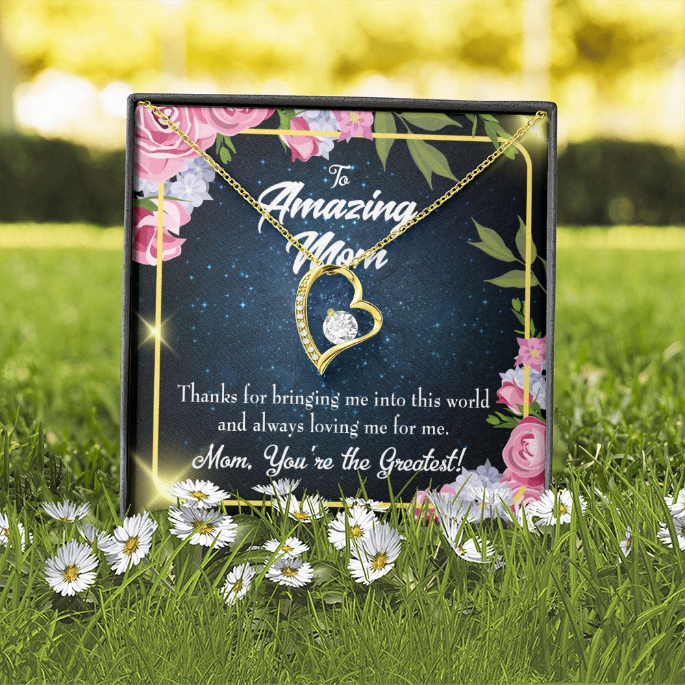 To Mom You're the Greatest Forever Necklace w Message Card-Express Your Love Gifts